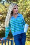 Hilde Relaxed Sweater : Sky/Green