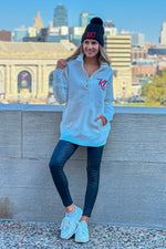 Lula Fleece Embroidered KC Snap Pullover : Oatmeal