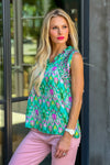 Holland Ruffle Neck Printed Blouse : Green