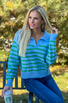 Hilde Relaxed Sweater : Sky/Green