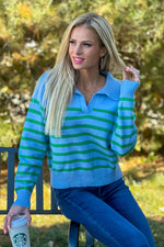 Hilde Relaxed Sweater : Sky/Green