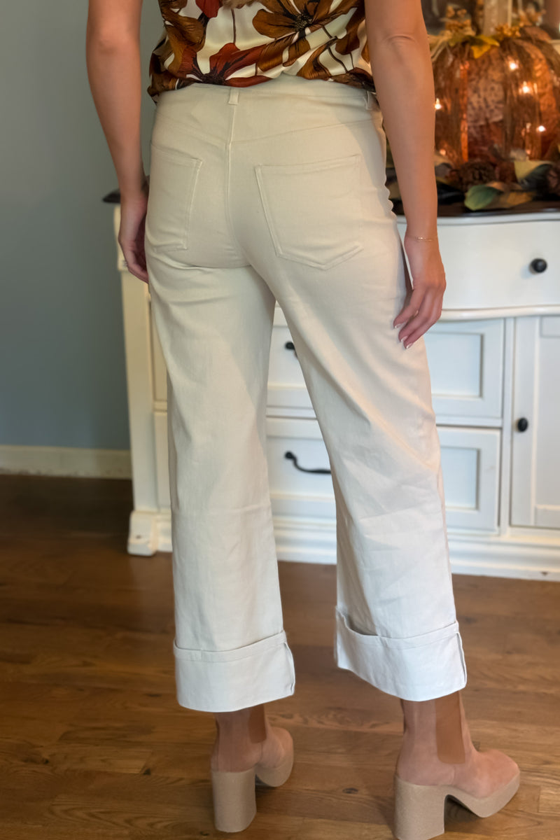 Madilyn Cuffed Wide Leg Pants ; Sand