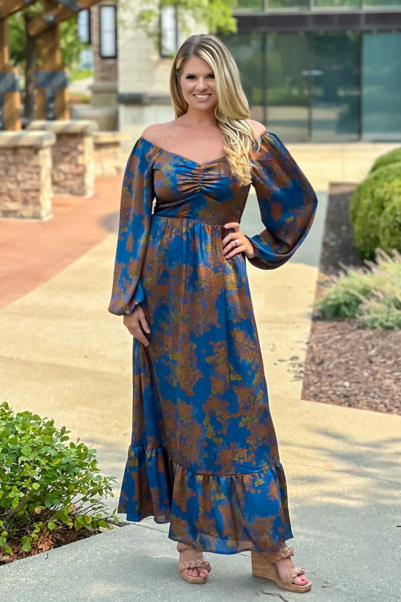 Naomi Long Sleeve Maxi Dress : Teal