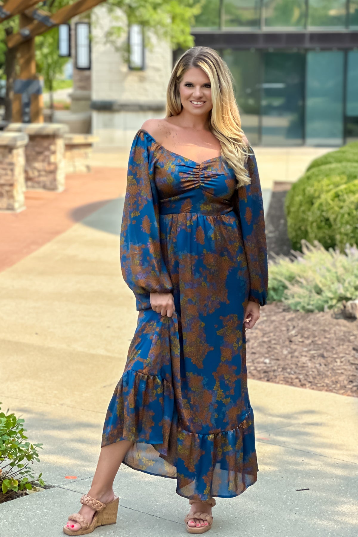 Naomi Long Sleeve Maxi Dress : Teal