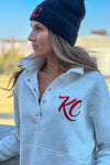 Lula Fleece Embroidered KC Snap Pullover : Oatmeal