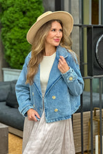 Rikki Double Breasted Denim Jacket : Denim