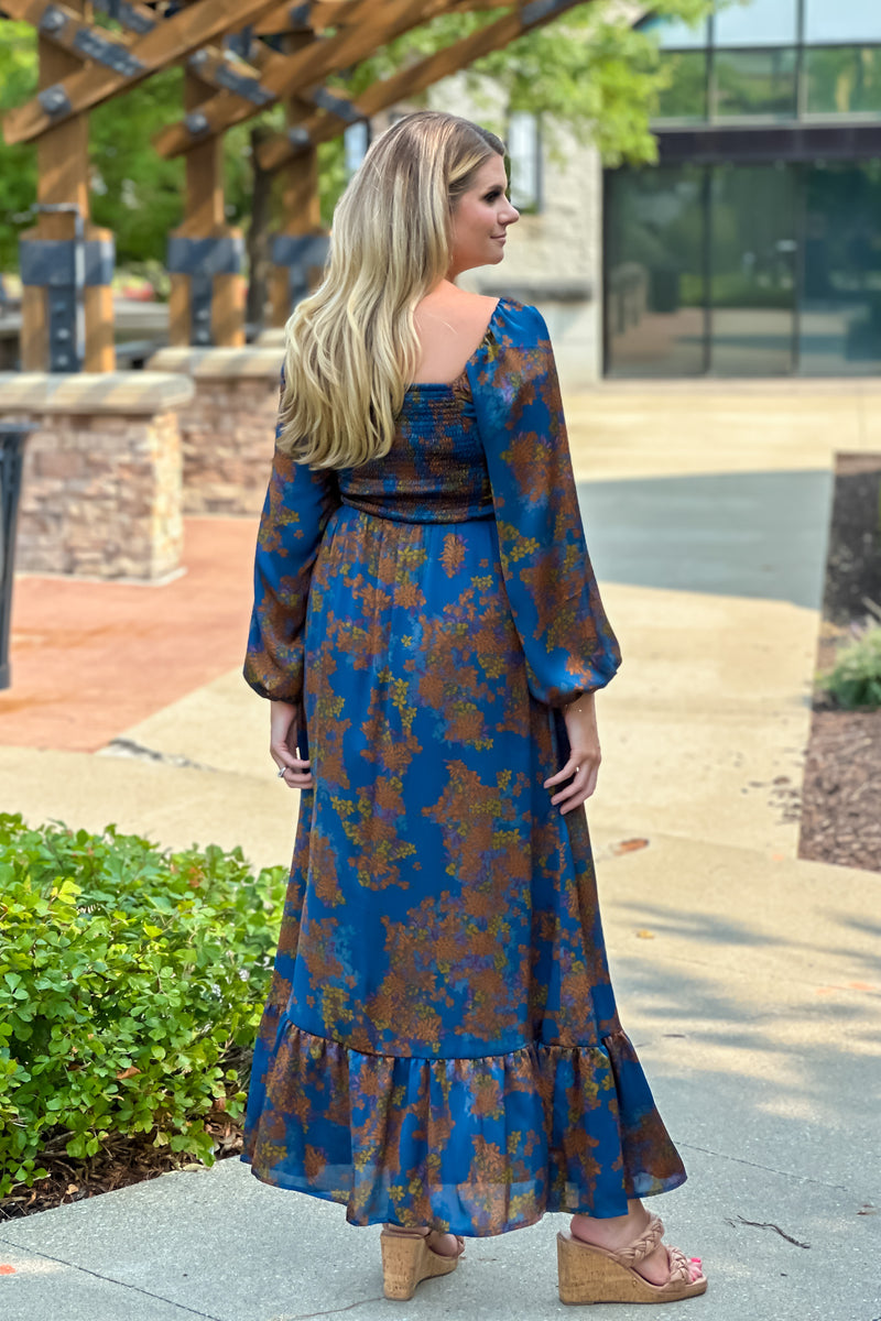 Naomi Long Sleeve Maxi Dress : Teal