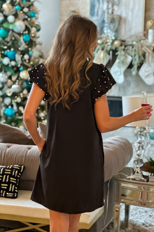 Wine Toast Pearl Dress : Black