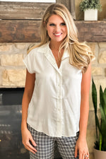 Liverpool Ashley Button Down Short Sleeve Blouse : White