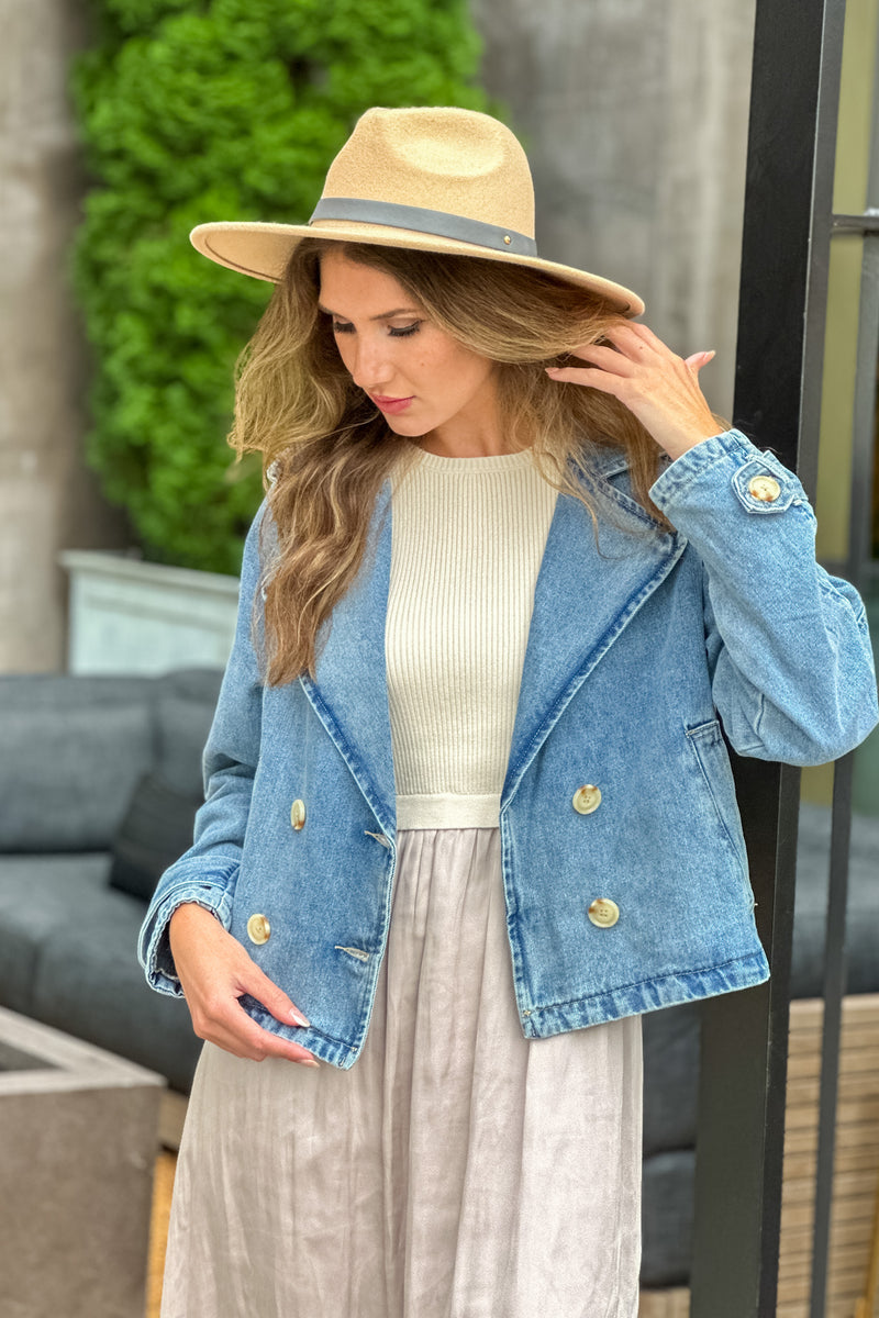 Rikki Double Breasted Denim Jacket : Denim