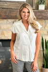 Liverpool Ashley Button Down Short Sleeve Blouse : White