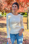 Susanna Ruffled Fitted Sweater : Cream