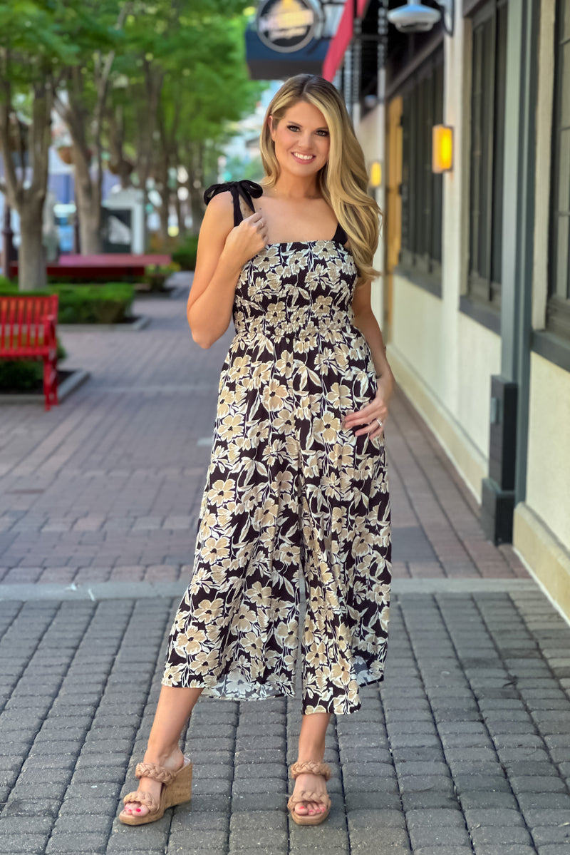 Malin Floral Print Jumpsuit : Black Multi