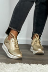 Exe Zipper Trimmed Platform Sneaker : Gold