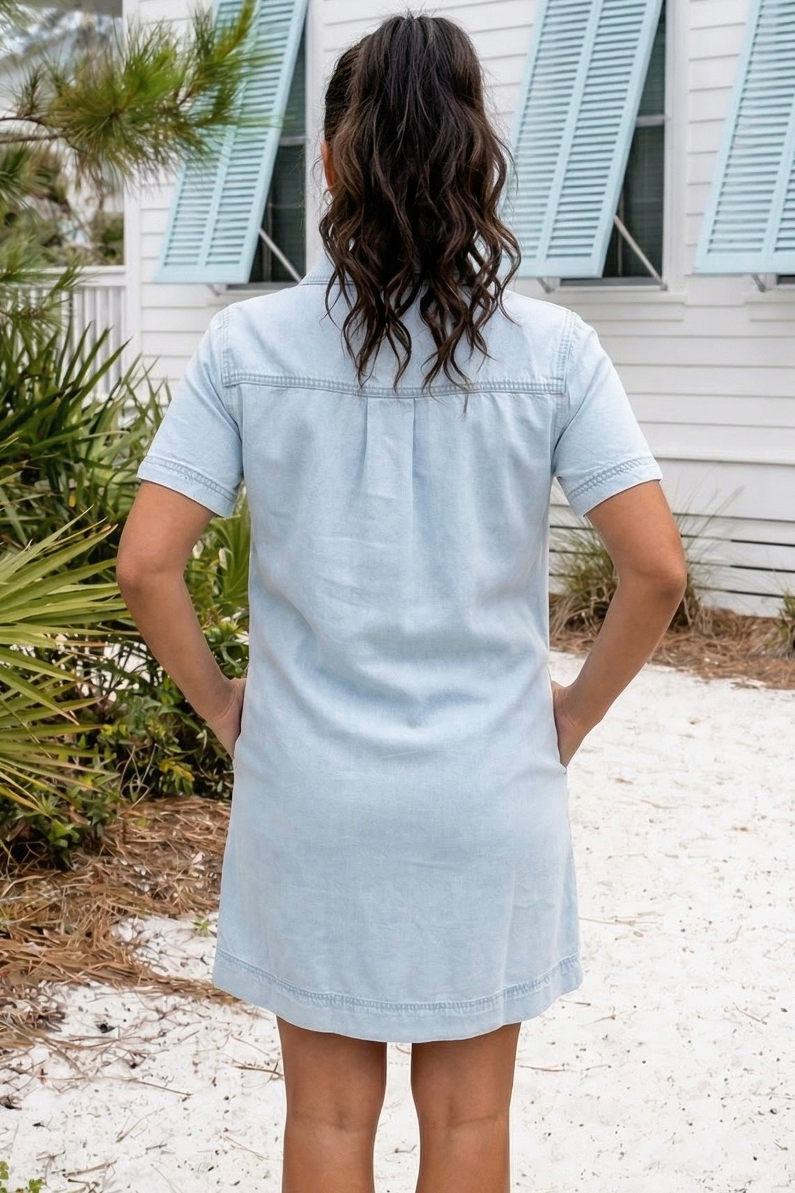 Tribal Merrin Denim Shirt Dress with Pockets : BondiBeach