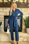 Velvet Heart Genevieve Long Sleeve Jumpsuit : Navy