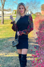 Milana Velvet Sleeve Sweater Dress : Black