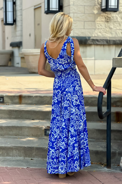 Jennae Tiered Maxi Dress : Blue