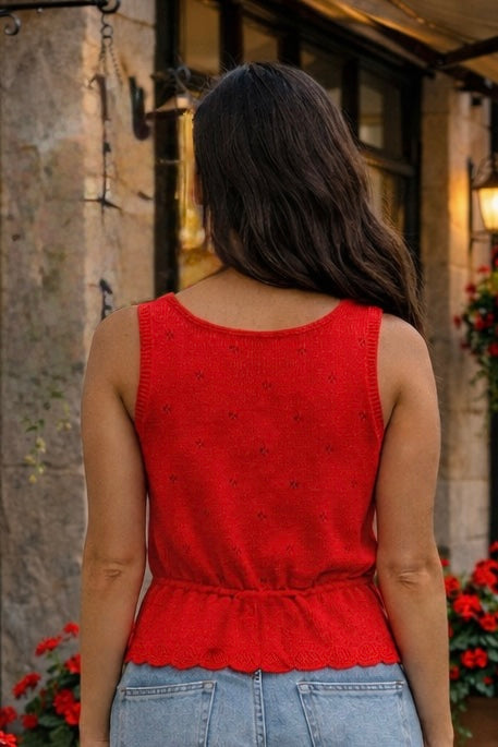 Lexi Scallop Hem Sweater Tank Top : Papaya