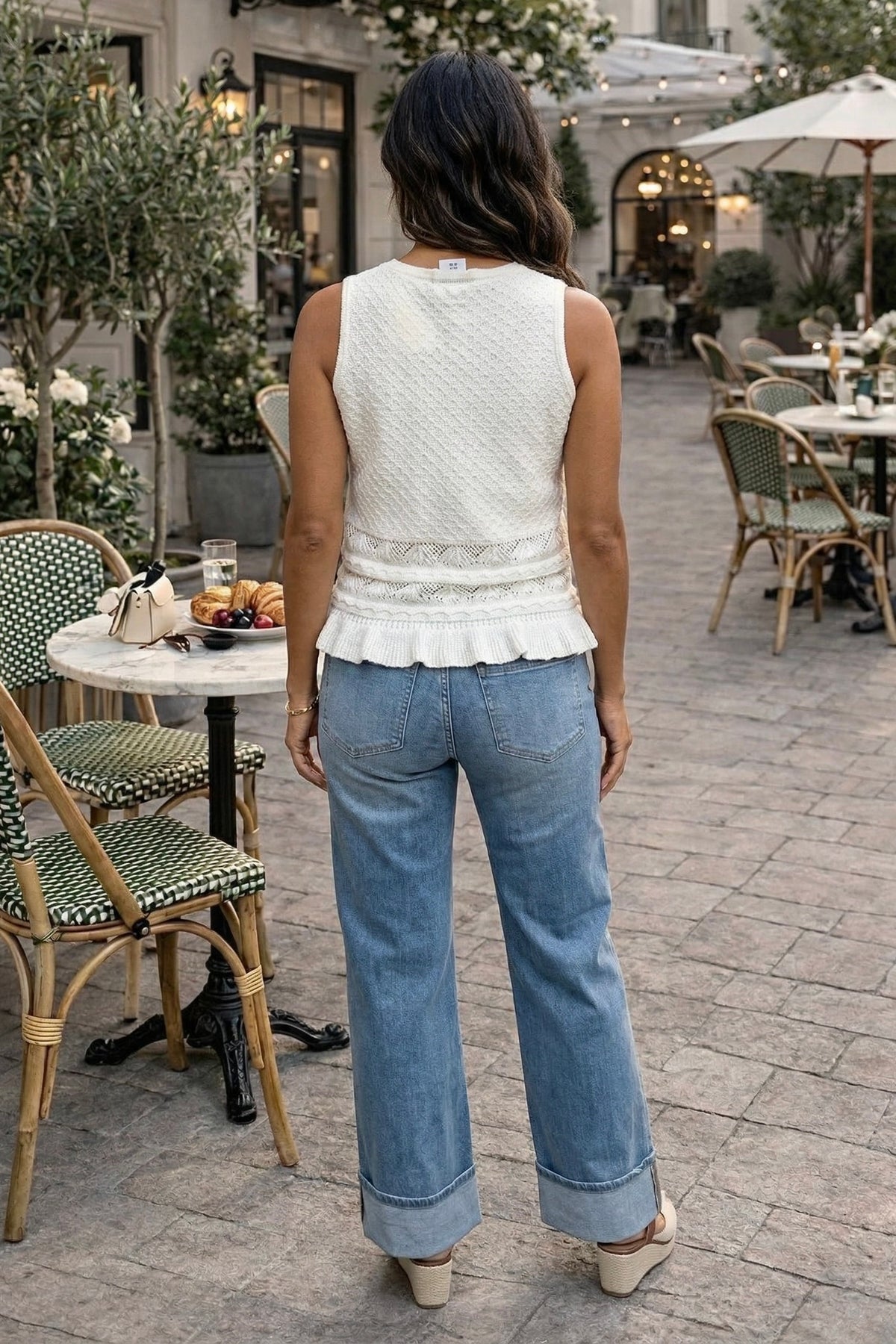 Inaya Textured Sweater Tank Top : Off White