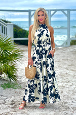 Alivia Halter Top Maxi Dress : Black
