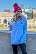 Lula Fleece Embroidered KC Snap Pullover : Heather Grey