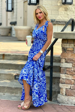 Jennae Tiered Maxi Dress : Blue