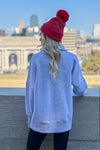 Lula Fleece Embroidered KC Snap Pullover : Heather Grey