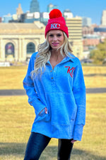 Lula Fleece Embroidered KC Snap Pullover : Heather Grey