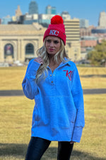 Lula Fleece Embroidered KC Snap Pullover : Heather Grey