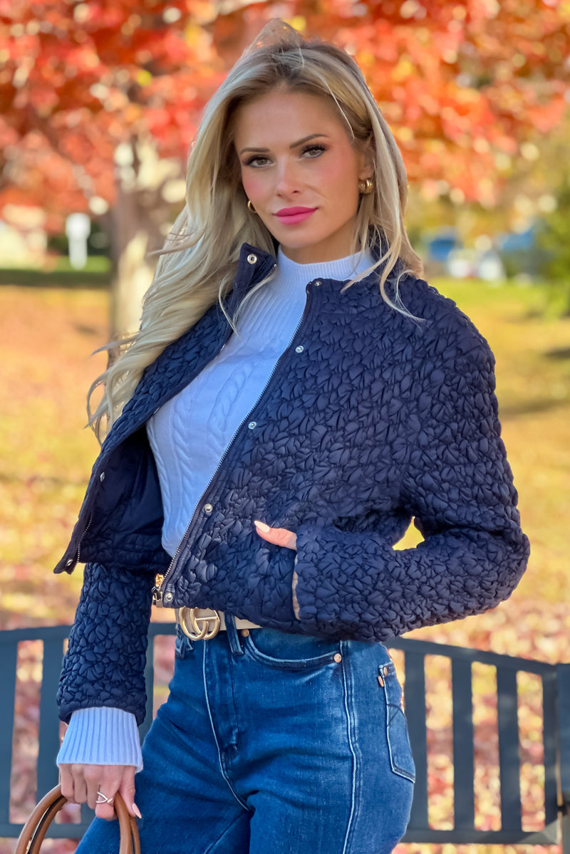 New England Quilted Puff Jacket - Navy