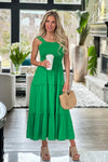 Girl's Day Smocked Sleeveless Dress : Green