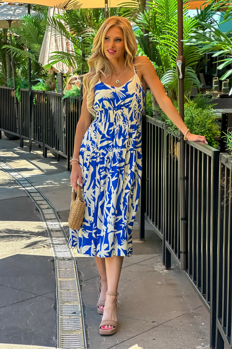 Yamuna Printed Maxi Dress : Blue Cream