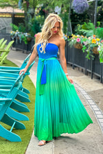 Julie Strapless Maxi Dress : Blue Green