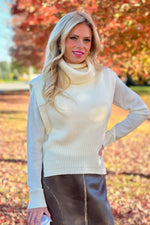 Simla Sleeveless Turtleneck Sweater Vest: Ivory