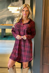 Loveland Soft Plaid Dress : Burgundy