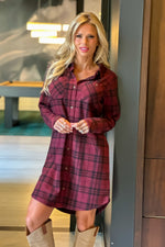 Loveland Soft Plaid Dress : Burgundy