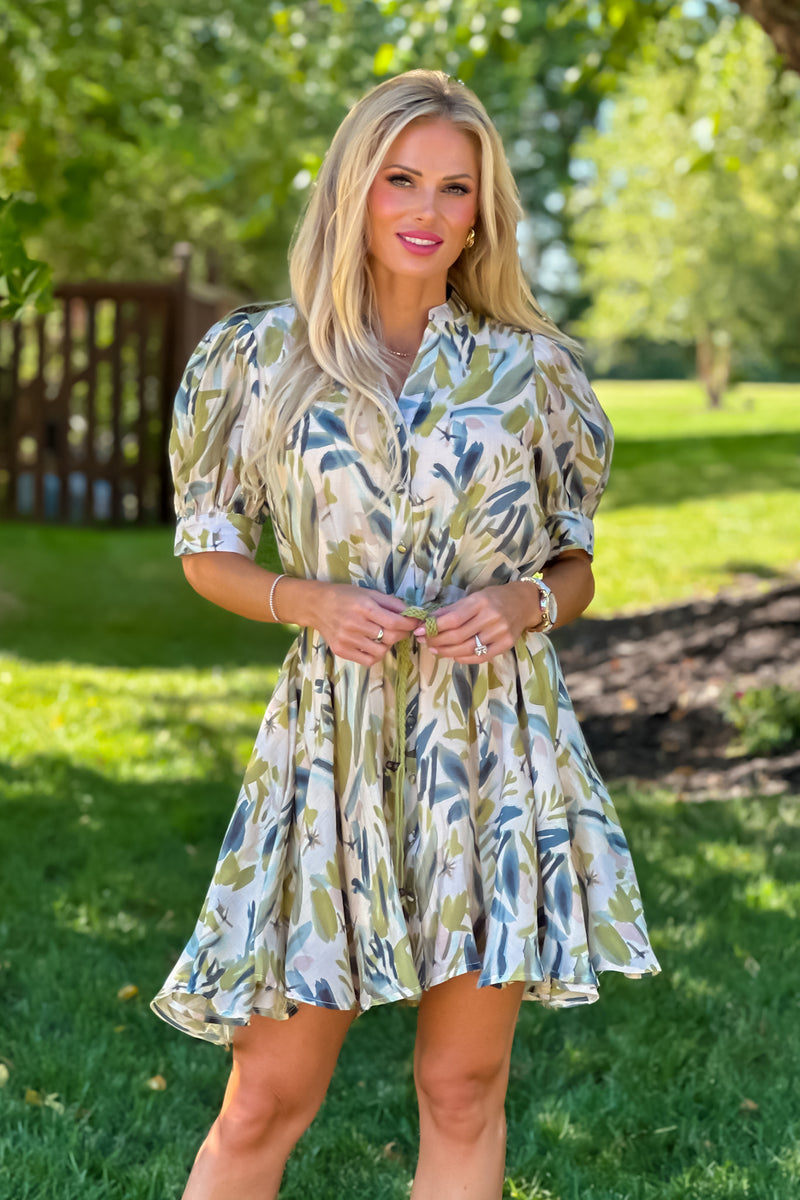 Cathryn Button Up Dress : Olive