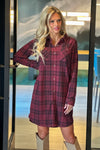 Loveland Soft Plaid Dress : Burgundy