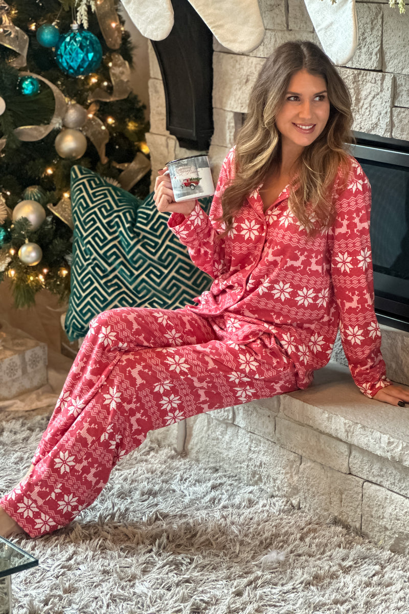 Fair Isle Holiday Pajamas : Red