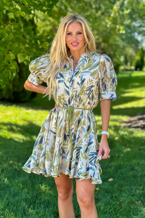 Cathryn Button Up Dress : Olive