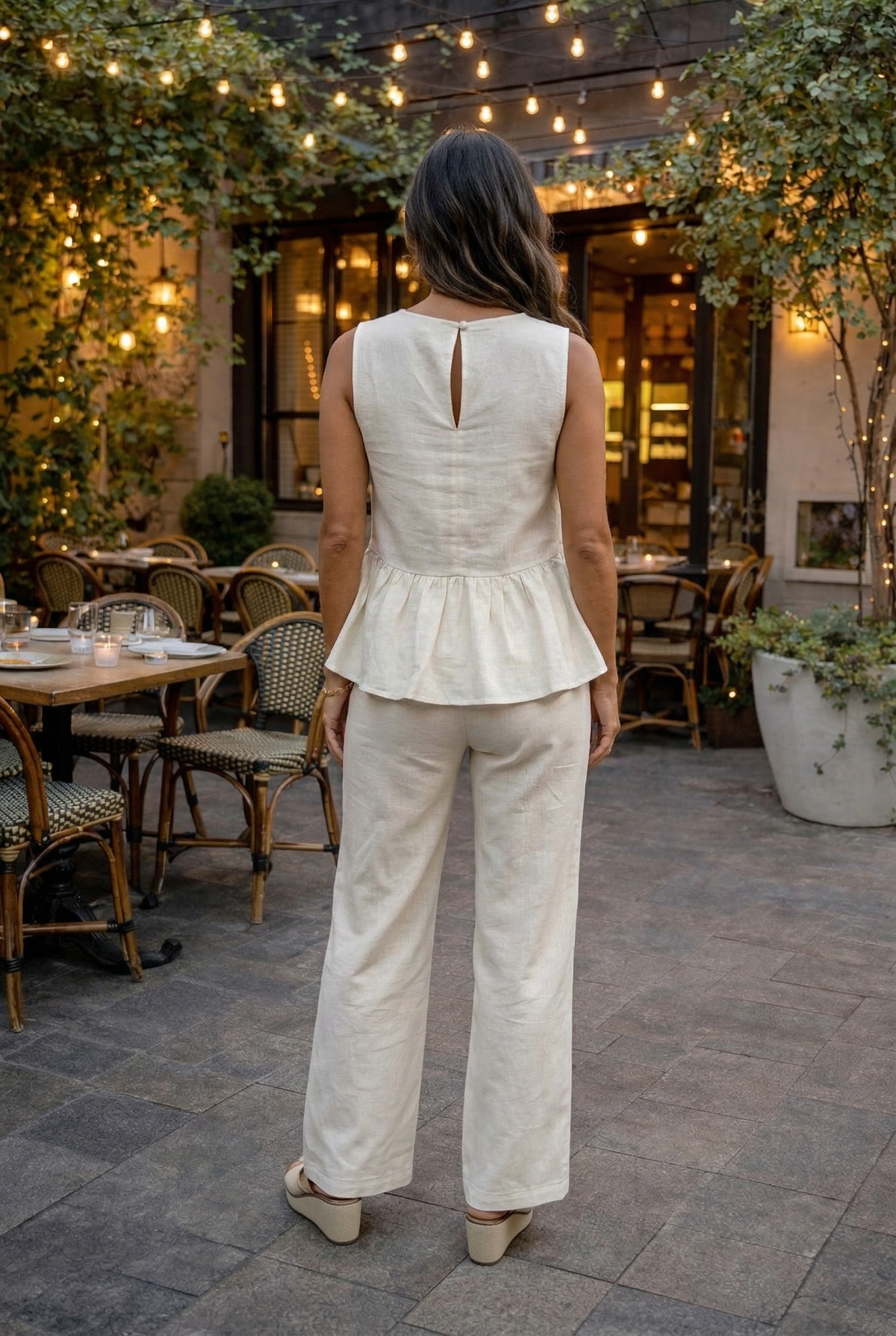 Quinley Ruffled Woven Top : Oatmeal