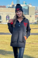 Lula Fleece Embroidered KC Snap Pullover : Black