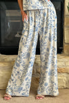 Siobahn Soft Linen wide leg pant with pockets : Blue