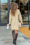 Tribal Hailey Mock Neck Sweater Dress : Oatmeal