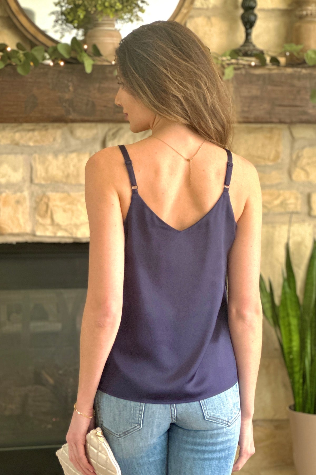 Tirzah Double Strap Cami Top : Oxford Blue