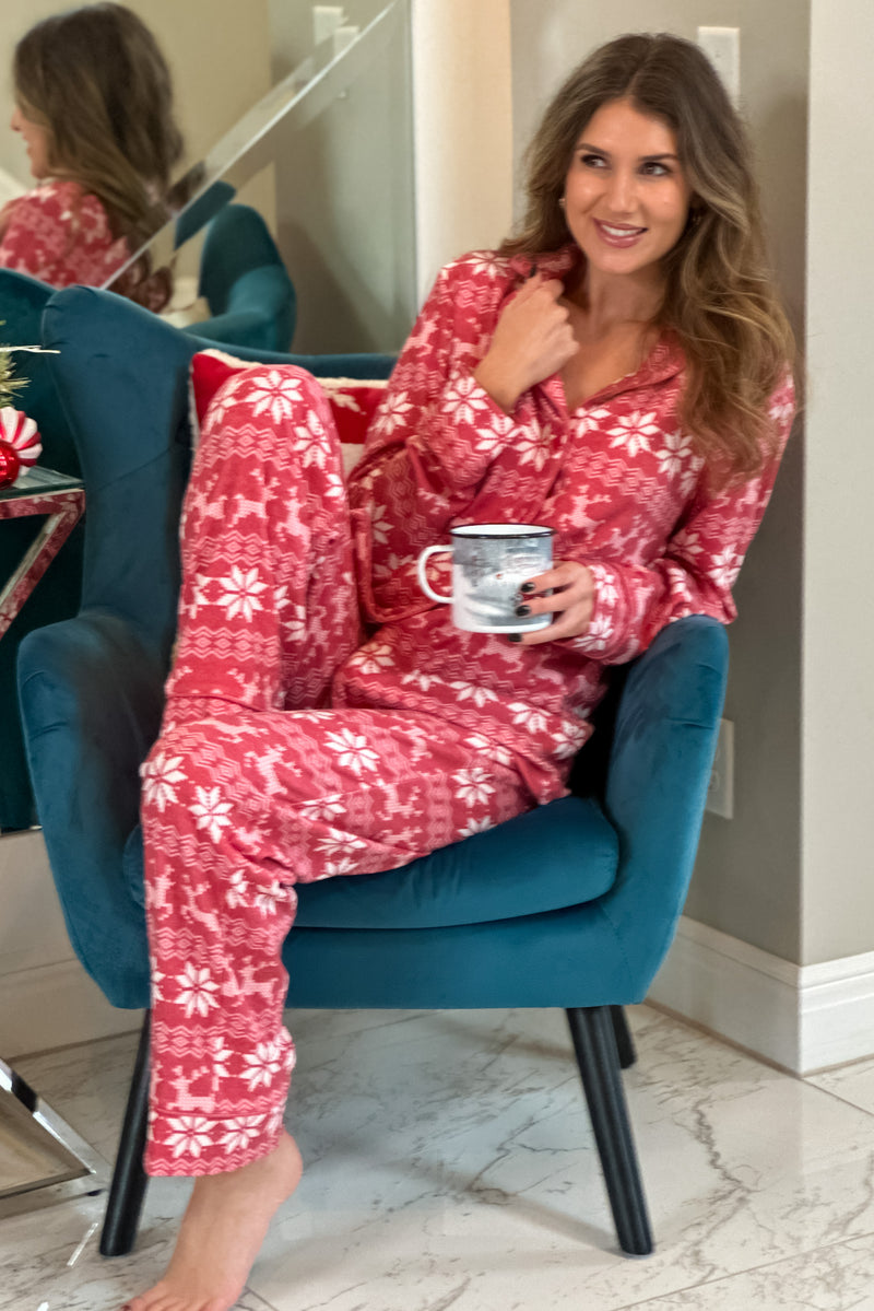 Fair Isle Holiday Pajamas : Red