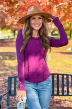 Elodie Boat Neck Washed Rib Top : Grape