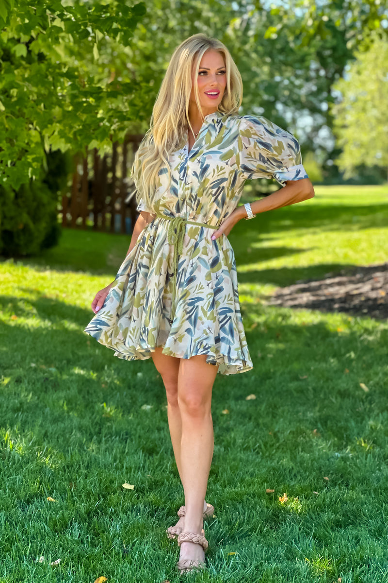 Cathryn Button Up Dress : Olive