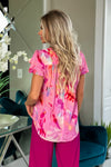 Liverpool Lilly Shirred V-neck Blouse : Watercolor